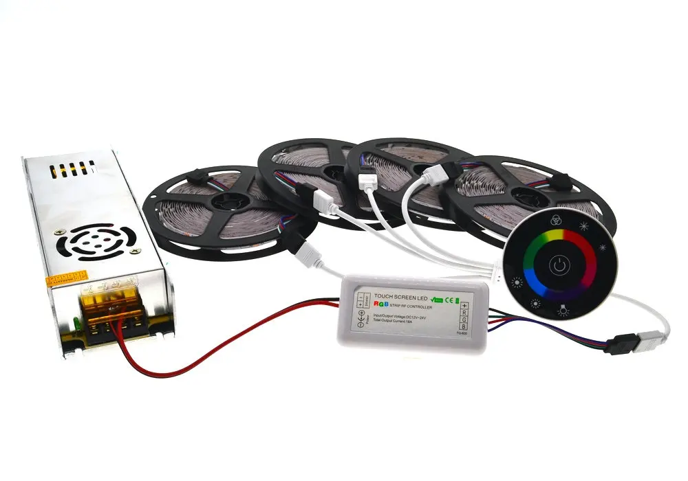 5 м/10 м/15 м/20 м IP20/IP65 водонепроницаемая 5050 RGB Светодиодная лента + 7 клавиш 2 4G