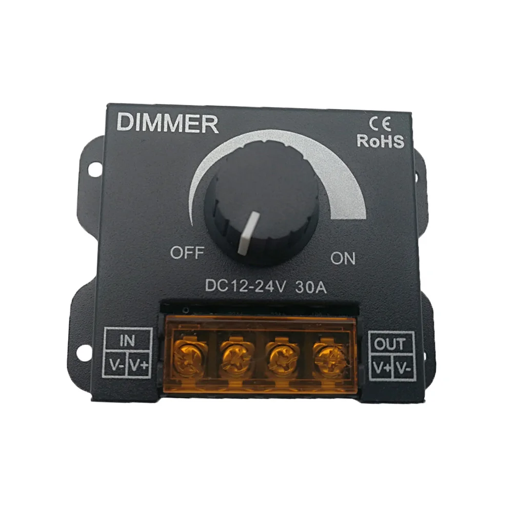 Black 30A светодиодный диммер 12V 24V 720W Макс большой мощности для СВЕТОДИОДНЫЙ одной полосы ручка переключателя управления электрическим током крышка регулятор освещения - Цвет: Black