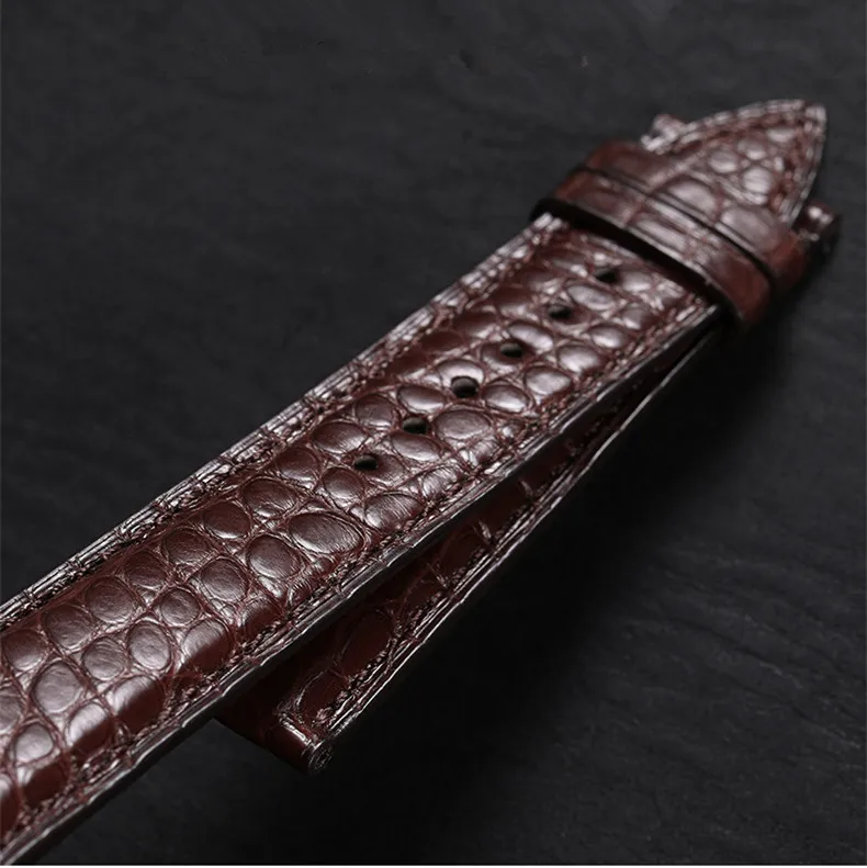 High-end Crocodile Alligator Leather Watch Band Strap Replacement Deployment Double-Push Buckle for Luxury Watches 20 22 24mm