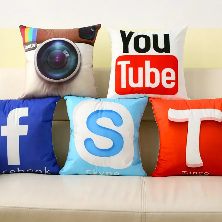 Мгновенные сообщения приложения дизайн; чехол для подушки Facebook YouTube Skype для рекламы логотипа Декоративные Чехлы для подушек дивана наволочка 40x40 см