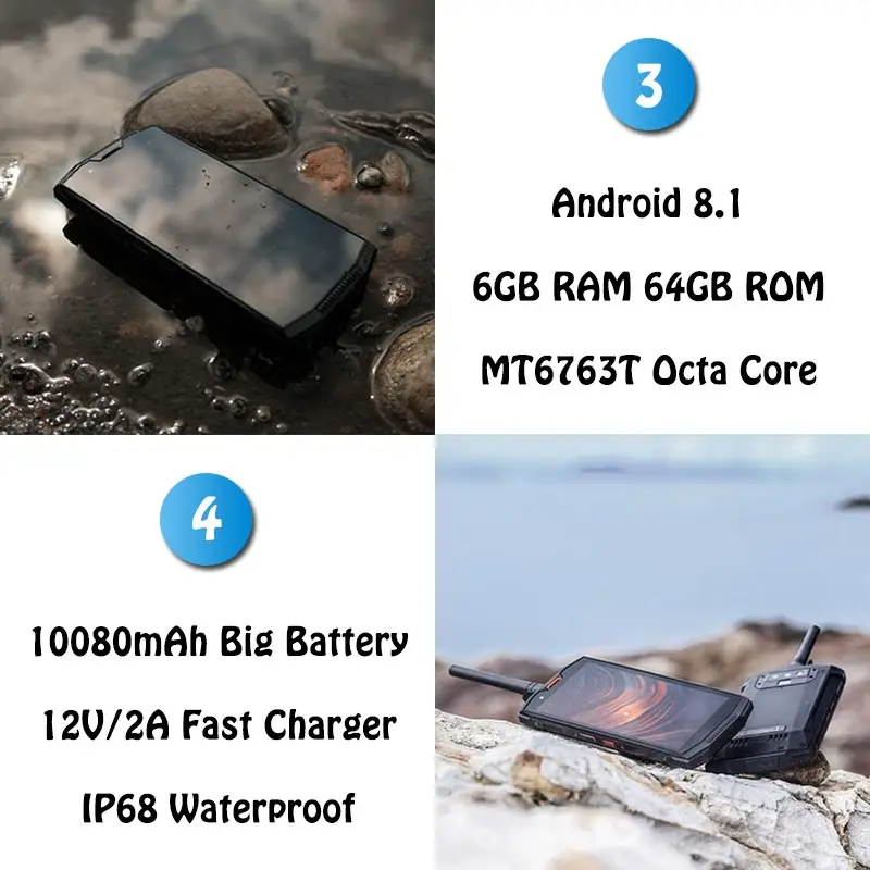 Doogee S80 IP68/IP69K водонепроницаемый смартфон 5 99 &quotFHD + MT6763T Восьмиядерный рация 10080 мАч