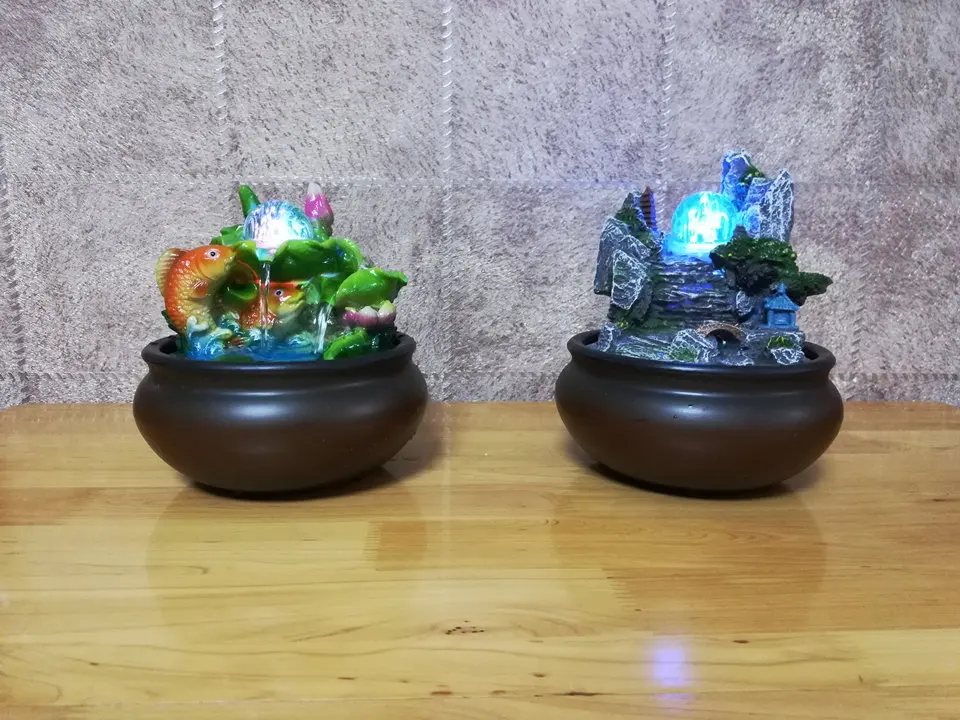 Rockery фонтан настольный китайский фэн-шуй украшения RGB лампа Крытый увлажнитель воздуха год Рождество украшение дома