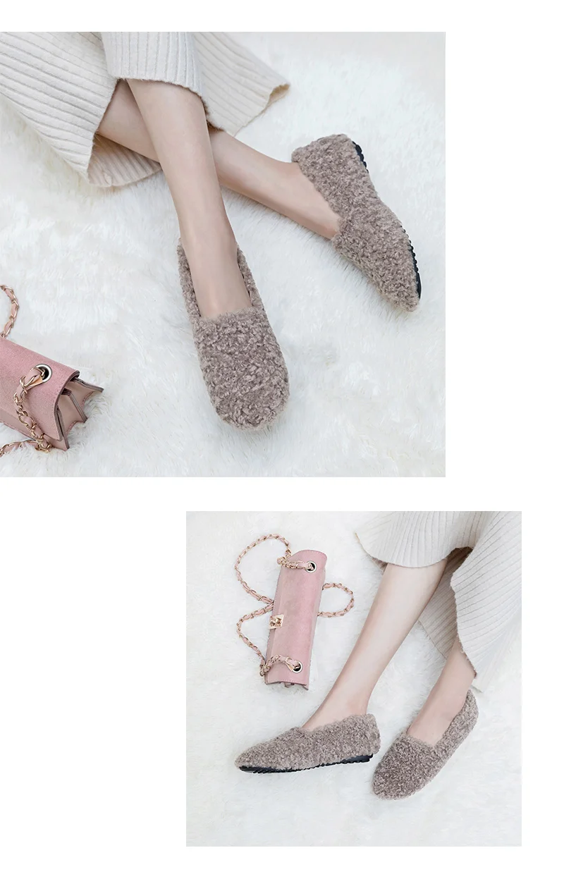 winter women real sheep fur loafers curly furry soft casual flat snow vacation non-slip cute young ladies luxury fashion shoes