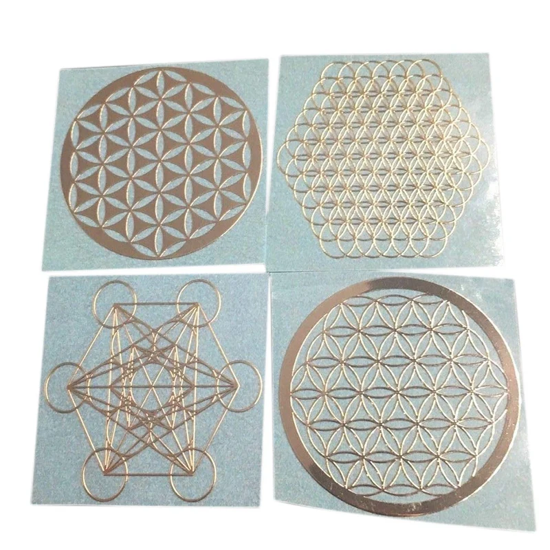 4 pieces set of flower of life new metal energy decoration sticker mobile phone case back sticker cup sticker free global shipping