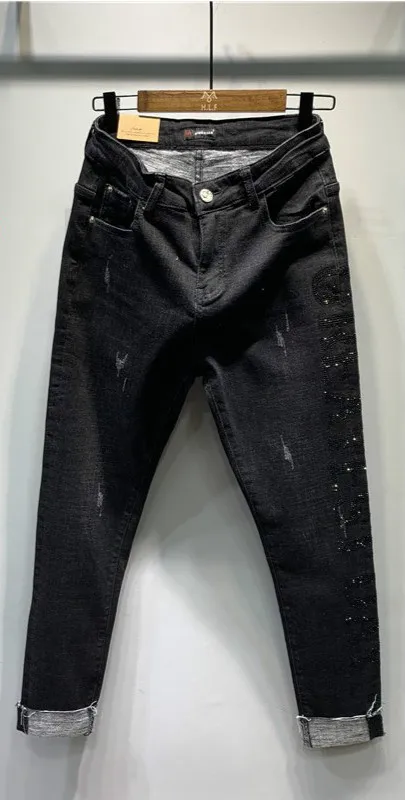 black 4 belt Распродажа, джинсы с высокой талией, джинсы с высокой талией, джинсы для женщин, полная длина, хлопок, свободные штаны-шаровары, светильник, молния, летающие пояса, вымытые, зимние - Цвет: black 4 belt