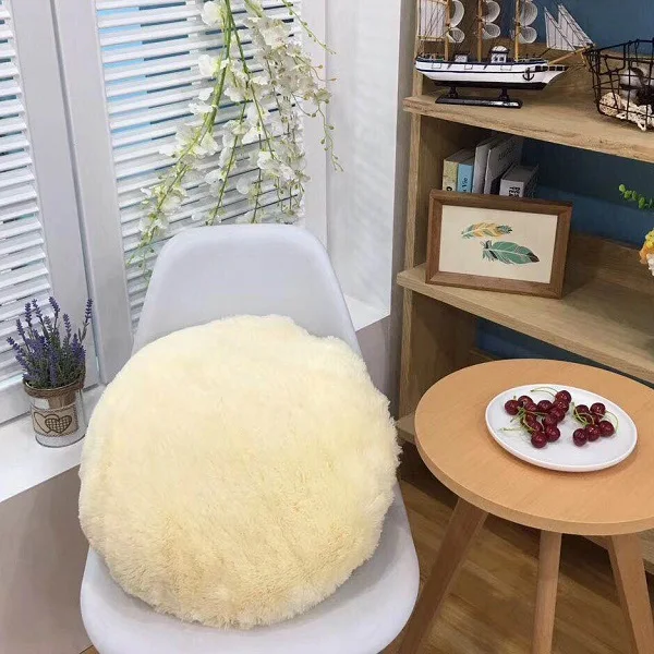 cream white Плюшевая подушка пушистые мягкие подушки сиденья круглые красивые диван подушка подушки для Домашний Декор автомобиля диванные подушки подарки - Цвет: cream white
