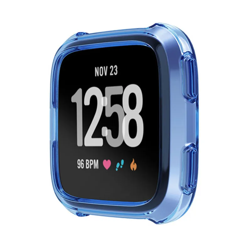 Синий ТПУ защитный чехол рамка для Fitbit Versa умный протектор для часов мягкий Smartwatch чехол Ультратонкий Мягкий ТПУ силикон - Цвет: Синий