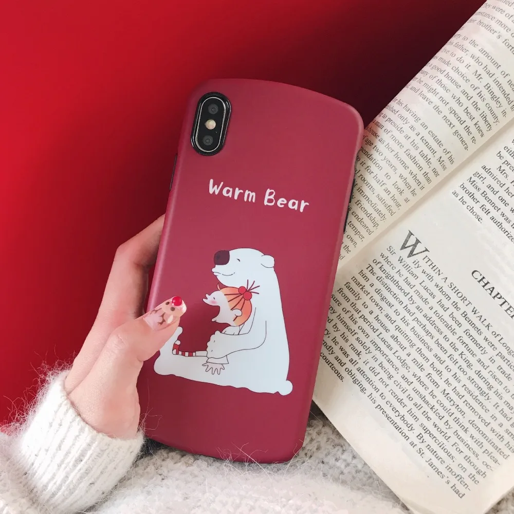 MOUGOL Arc забавный большой белый теплый медведь телефон чехол для iPhone 6 S 7 8 Plus милая