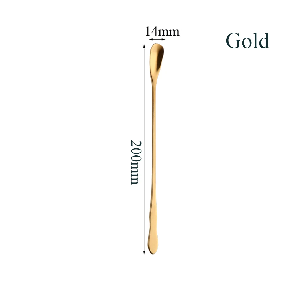 200mm gold Стиль, 1 шт., кофейная ложка из нержавеющей стали с длинной ручкой, красочные кофейные ложки, десертная чайная ложка,, кухонный гаджет, инструмент - Цвет: 200mm gold