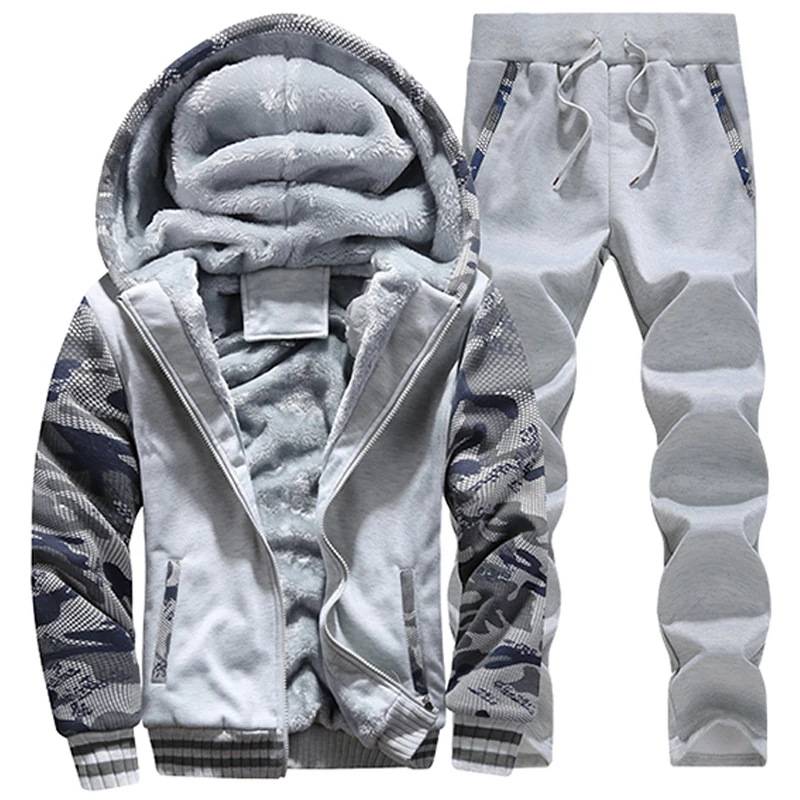 Мужские зимние толстовки с капюшоном + штаны ватный спортивный костюм и принтом