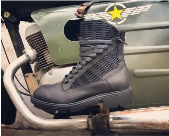 Осенне-зимние мужские ботинки в стиле ретро из натуральной кожи с сеточкой на