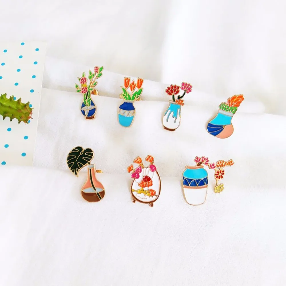 1 шт. креативный милый эмалированный цветок кактус трава алоэ вера в горшке