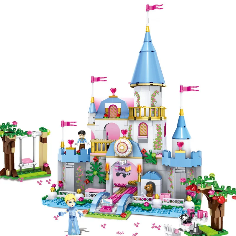 Disney образование принцессы игрушки Романтический замок Золушки строительные