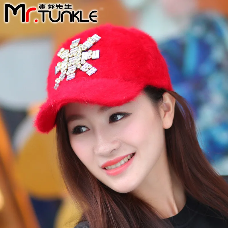 2015 new Korean style woman's baseball cap woman winter hat bucket warm rabbit fur | Аксессуары для одежды