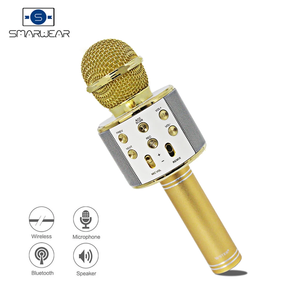 Испания сток WSTER WS-858 беспроводной Bluetooth Караоке ручной микрофон динамик мини домашний телефон караоке машина быстрая