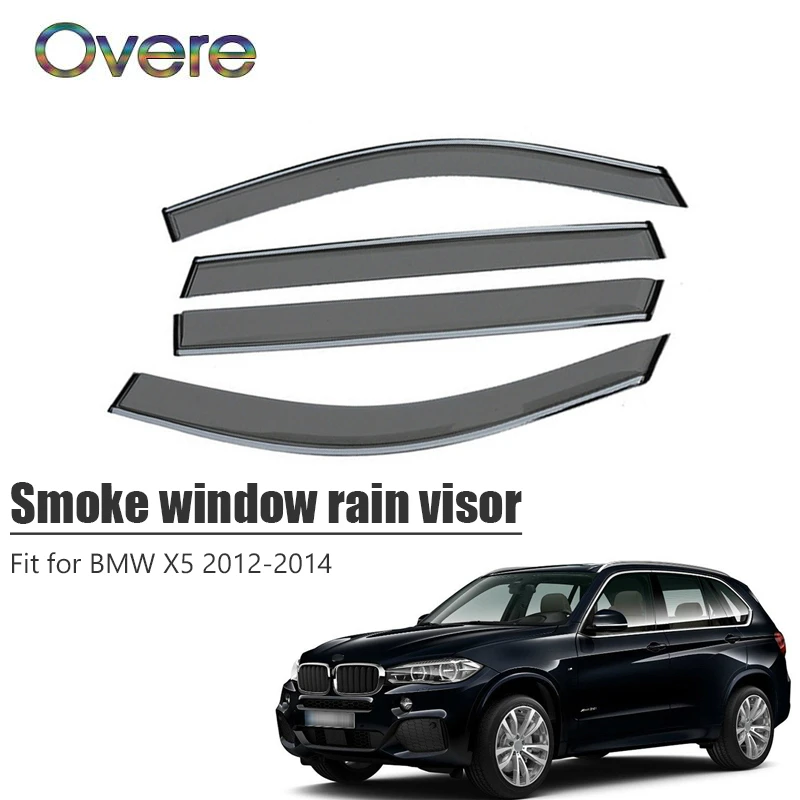 Overe 4 шт/1 Набор Дымовое окно дождевой козырек для BMW X5 2012 2013 2014 Стайлинг ABS навесы
