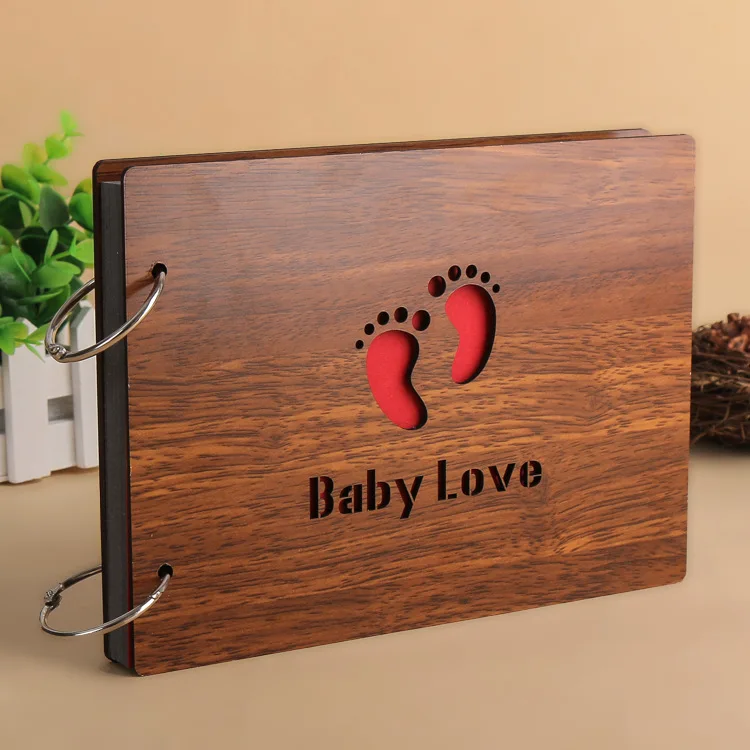 

Creative Baby Growth Memory Book Handmade Wooden DIY Photo Album Gift 8 Inch Wooden Wire Binding Scrapbooking Birthday Gift