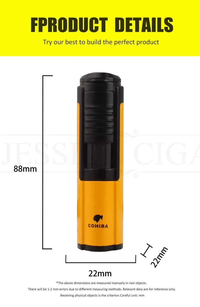 COHIBA 1 фонарь, зажигалка для сигар, металлическая мини Портативная многоразовая Бутановая газовая зажигалка, ветрозащитная сигаретная струйные зажигалки