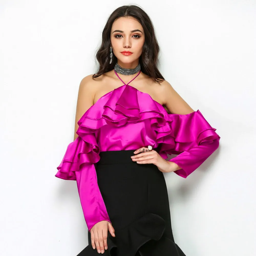 Блузка женская с открытыми плечами на бретелях рукавом бабочкой|off shoulder top|shoulder off
