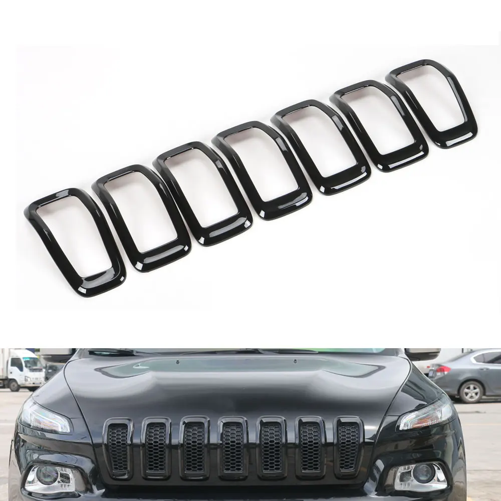 

7pcs/Set Exterior Car Front Grille Central Insert Mesh Grill Frame Cover Trim Styling Fit For Jeep Cherokee 2014-2016 Decorative