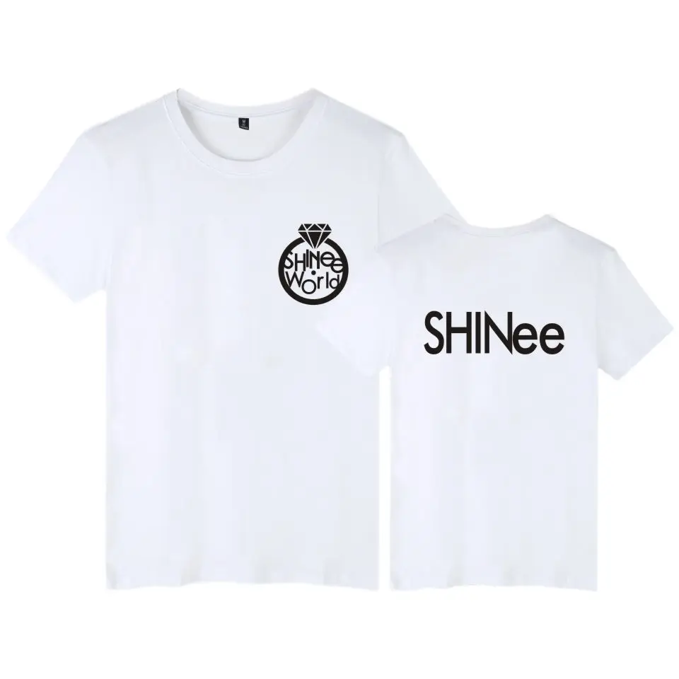 Летняя футболка с коротким рукавом Kpop shinee Модная хлопковая для молодых девушек