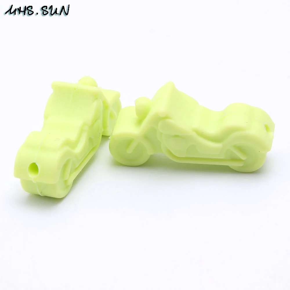 Light Green MHS. SUN 15 шт пищевого качества Мотоцикл силиконовые бусины детская, Жевательная бусина свободные Прорезыватели бусины для DIY кормящих детские украшения - Цвет: Light Green