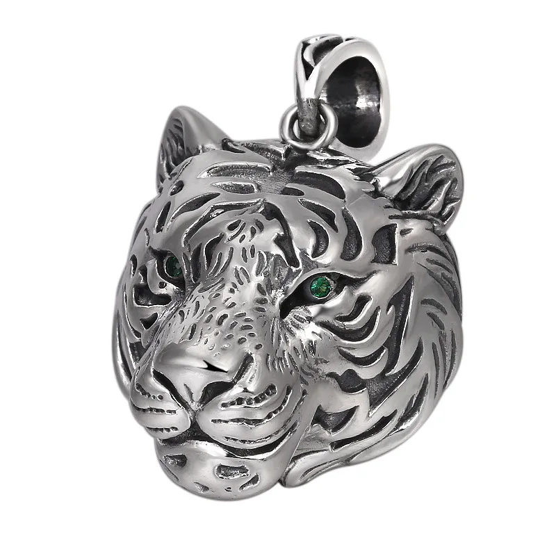 Pendants Настоящее чистое серебро 925 тигра кулон для мужчин крутой панк рок-подвески персонализированные ювелирные изделия викинга - Окраска металла: Pendants
