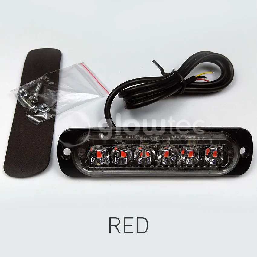 12V-24V 6 светодиодный стробоскоп Предупреждение светильник белого цвета-красный