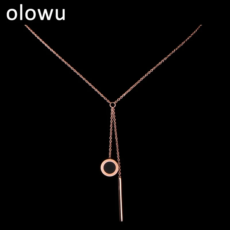 Длинное ожерелье и кулоны olowu из нержавеющей стали аксессуары для женской одежды