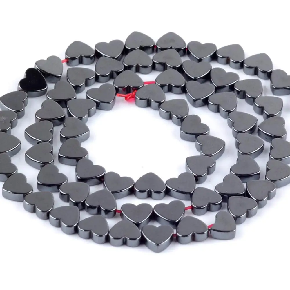 6x5mm 16K Black Натуральный розовый золотой черный гематит камень бусины аксессуары 4 мм-10 мм Сердце Круглый Шарм бусины для самостоятельного изготовления ювелирных изделий Браслеты 15" - Цвет: 6x5mm 16K Black