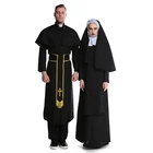 Черные мужские Иисуса Миссионерский костюм Priest Кристиан костюмы женские монахини драма Clergyman взрослых; Карнавальное нарядное платье для девочек костюмы для косплея