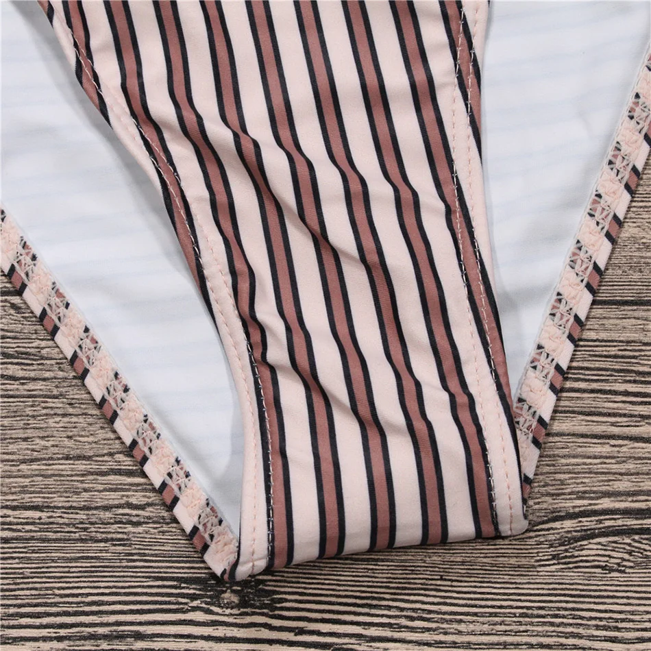 2018 Sexy Bikini Swimwear Women Swimsuit Bandage Bathing Suit Brazilian Set Striped Bottom Solid Female Beachwear Biquini |