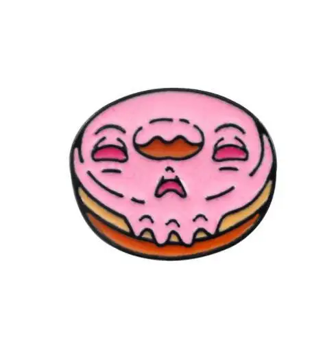 Doughnut Значки с героями мультфильмов Скелет значки с изображением еды забавные шпильки эмаль Pin ювелирные изделия для хот-догов тостов пицца пончики броши для Для женщин рюкзак со значком - Окраска металла: Doughnut