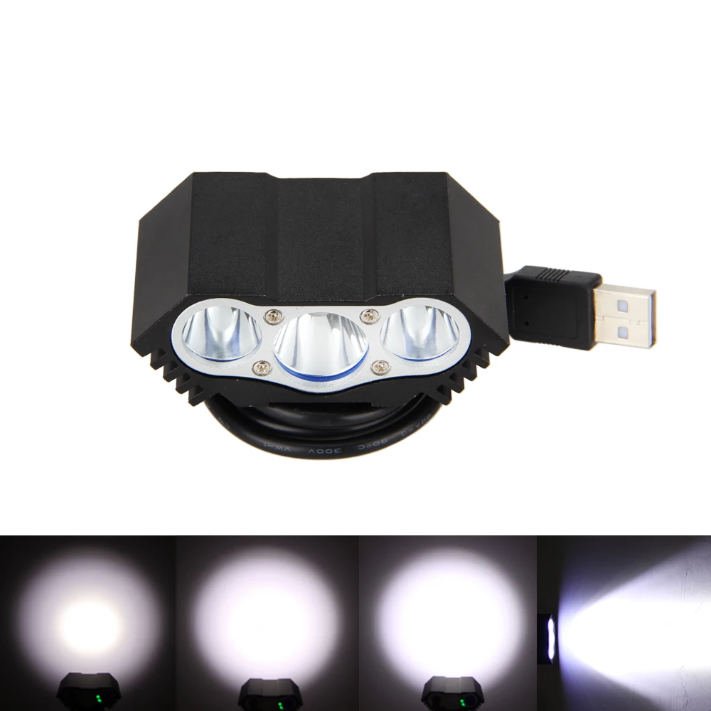 Светильник фонарь 3x T6 LED 7500LM велосипедный с USB Головной аккумулятором 4x18650 +