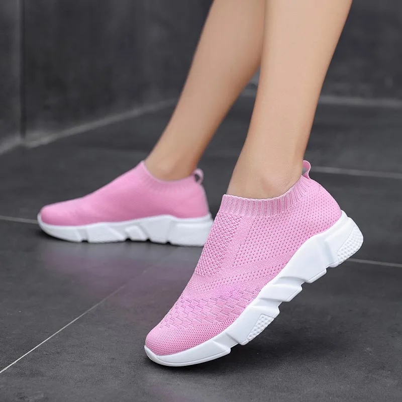 2019 г. женская обувь Новые дышащие кроссовки без застежки на плоской подошве