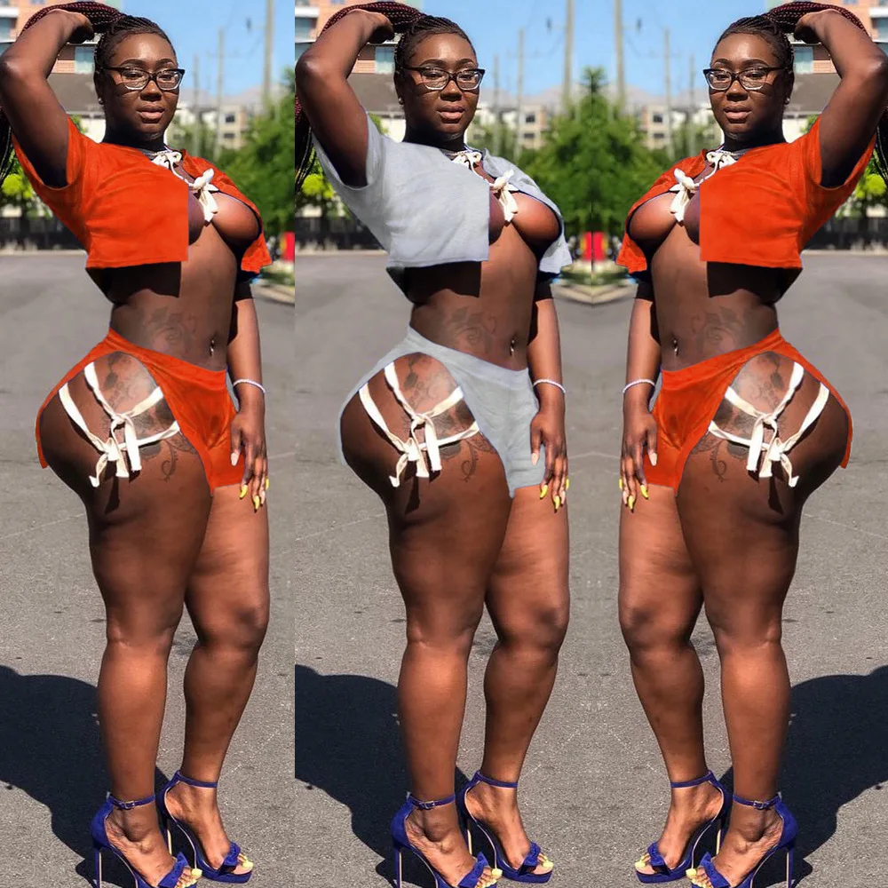 Лето 2019 африканская Женская одежда сексуальный укороченный топ с короткими рукавами и пара костюмов трусов