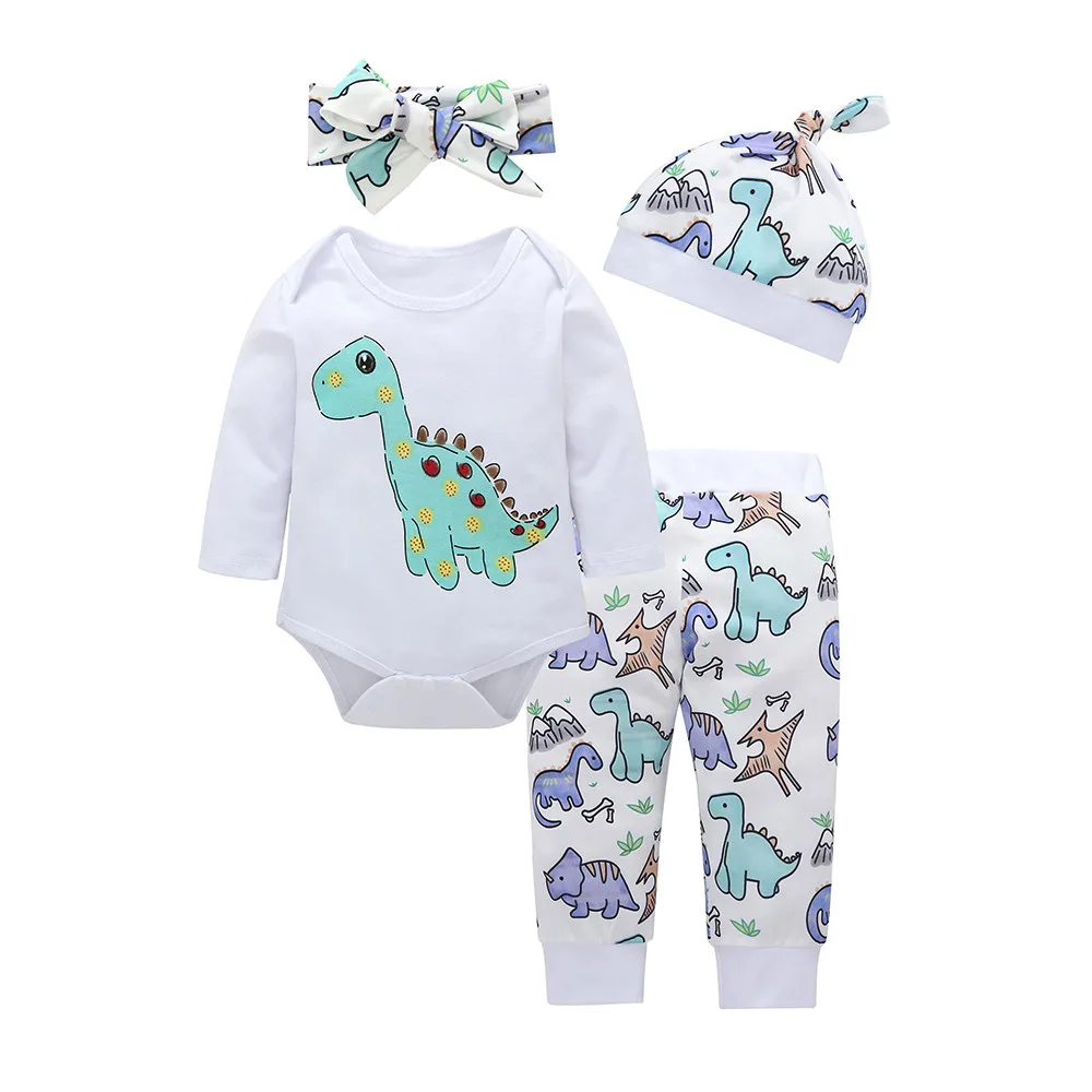 Vestido infantil/комплект одежды из 4 предметов для маленьких девочек и мальчиков ромпер
