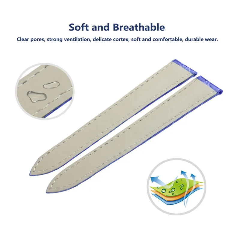 ZLIMSN Blue Real Crocodile Watch Band Size 12mm-26mm Comfortable Leather Lining Make Suitable For Men and Women