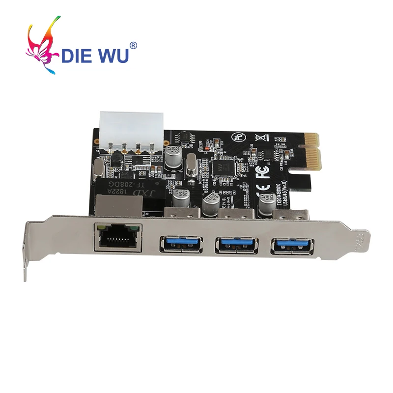 Сетевой адаптер PCI Express на 3 порта USB с 1 портом RJ45 сетевой для подключения сетевая