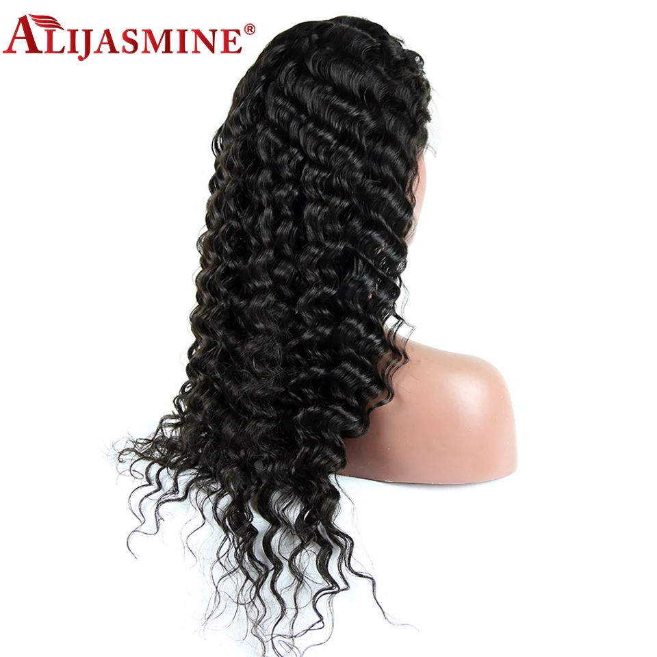 250 Density Deep Wave Human Hair Wigs 360 Lace Frontal With Baby Pre-plucked Natural Hairline Peruvian Remy | Шиньоны и парики
