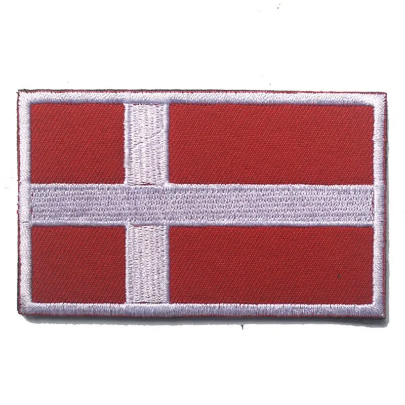 Denmark Flag Вышивка Аппликации Значки Швейцария Испания Франция Бельгия Греция Нидерланды Польша Ватикан венгерский флаг патч - Цвет: Denmark Flag