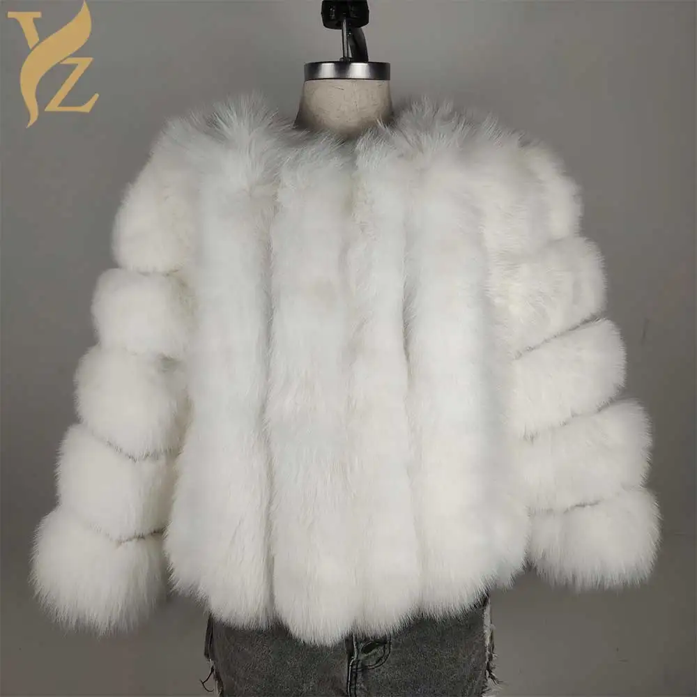 white 50cm-50cm Новая мода натуральный Лисий мех женские зимние пальто утолщенный теплый лисий мех женская верхняя одежда натуральный мех куртка на заказ натуральная - Цвет: white 50cm-50cm