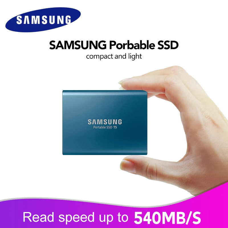 Samsung T5 портативный SSD 250 ГБ 500 1 ТБ 2 ТБ USB3.1 Внешние накопители USB 3,1 Gen2 и обратная совместимость с USB для ПК
