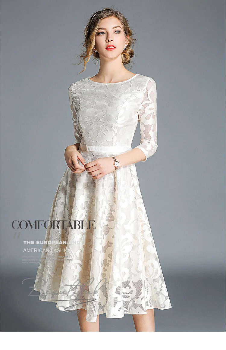 Vestido осень мода выдалбливают тонкий кружевное платье элегантный elbise тонкий Винтаж платье Повседневное Большие размеры платье jurken