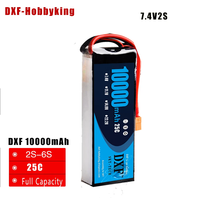 

2017 DXF Power Li-polymer Lipo Battery 2S 7.4V 10000mah 25C Max 50C For Helicopter RC Model Quadcopter Airplane Drone