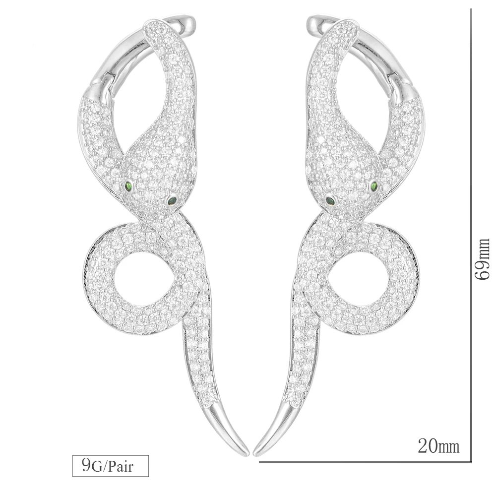 Женские свадебные длинные серьги GODKI большие этнические со змеями и кубическим