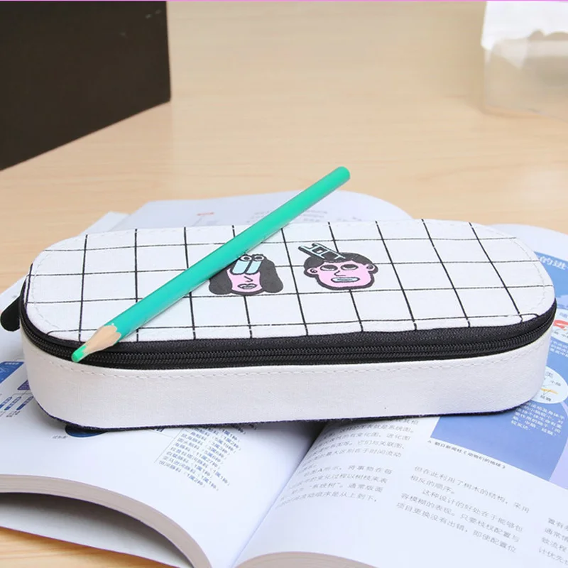 

Canvas Kawaii Cute Pencil Case Zipper Creative High Capacity Multifunction Pen Bags School Supplies Stationary Storage Organize