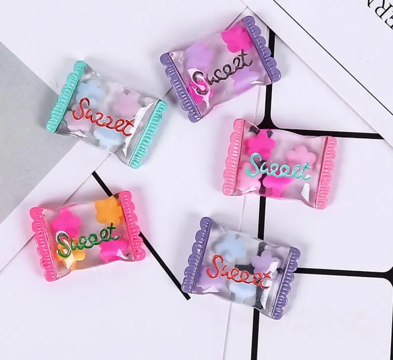 Блестящие Kawaii плоские пластмассовые слизь амулеты конфеты сладкий сахар Смола Пластилин слизь ремесло для ручная работа Скрапбукинг декорирование