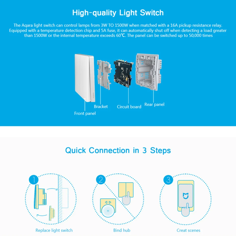 Светильник Xiao mi Aqara, домашний переключатель ZigBee, без нейтральной версии, одинарная двойная кнопка, умный дом для mi Home, приложение mi JIA Gateway Hub