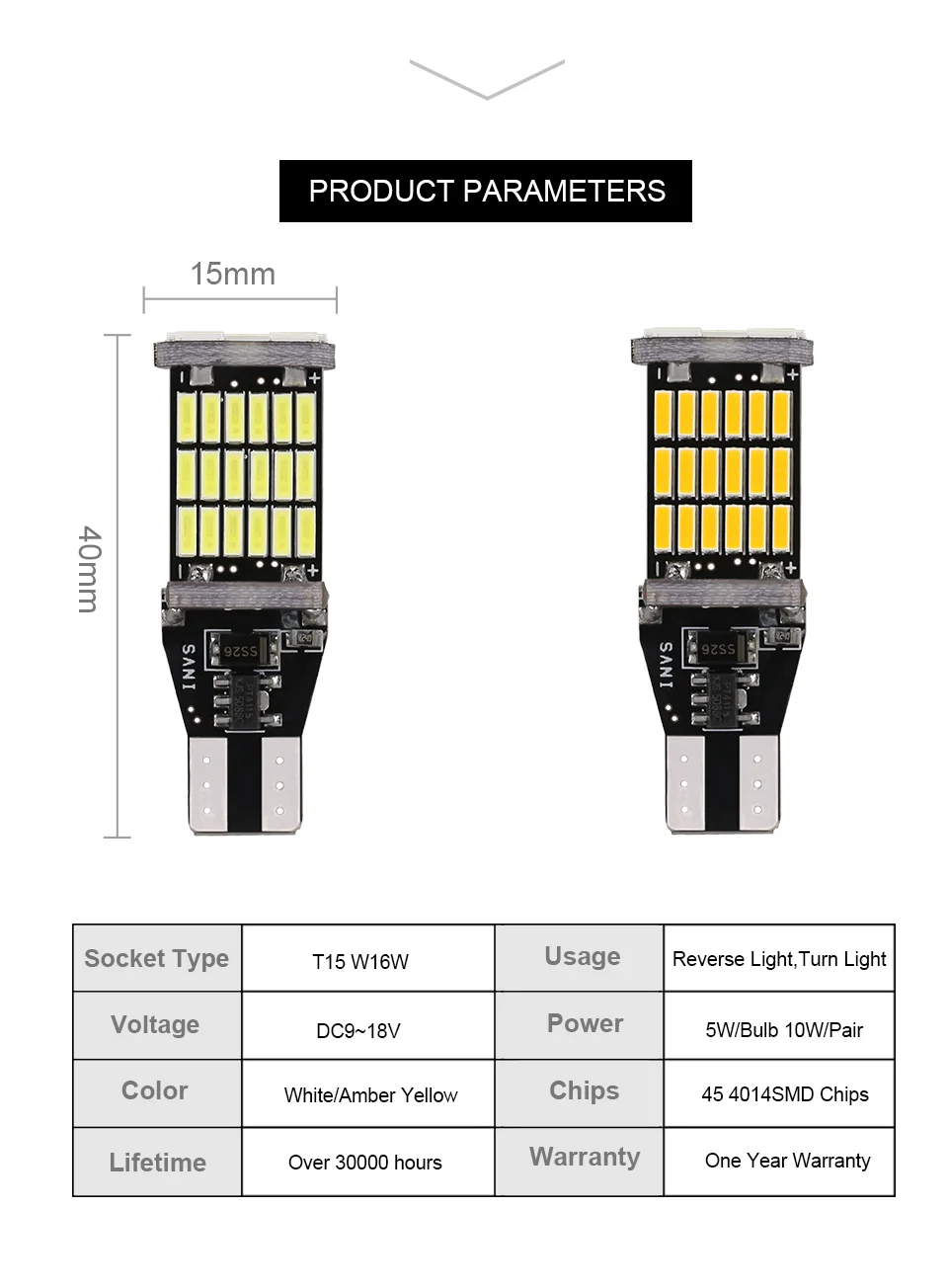 ANMINGPU 2x супер яркие 10 Вт сигнальные лампы W16W светодиодные лампы 4014SMD T15 Led Canbus для автомобиля задние лампы резервный парковочный Светильник лампы